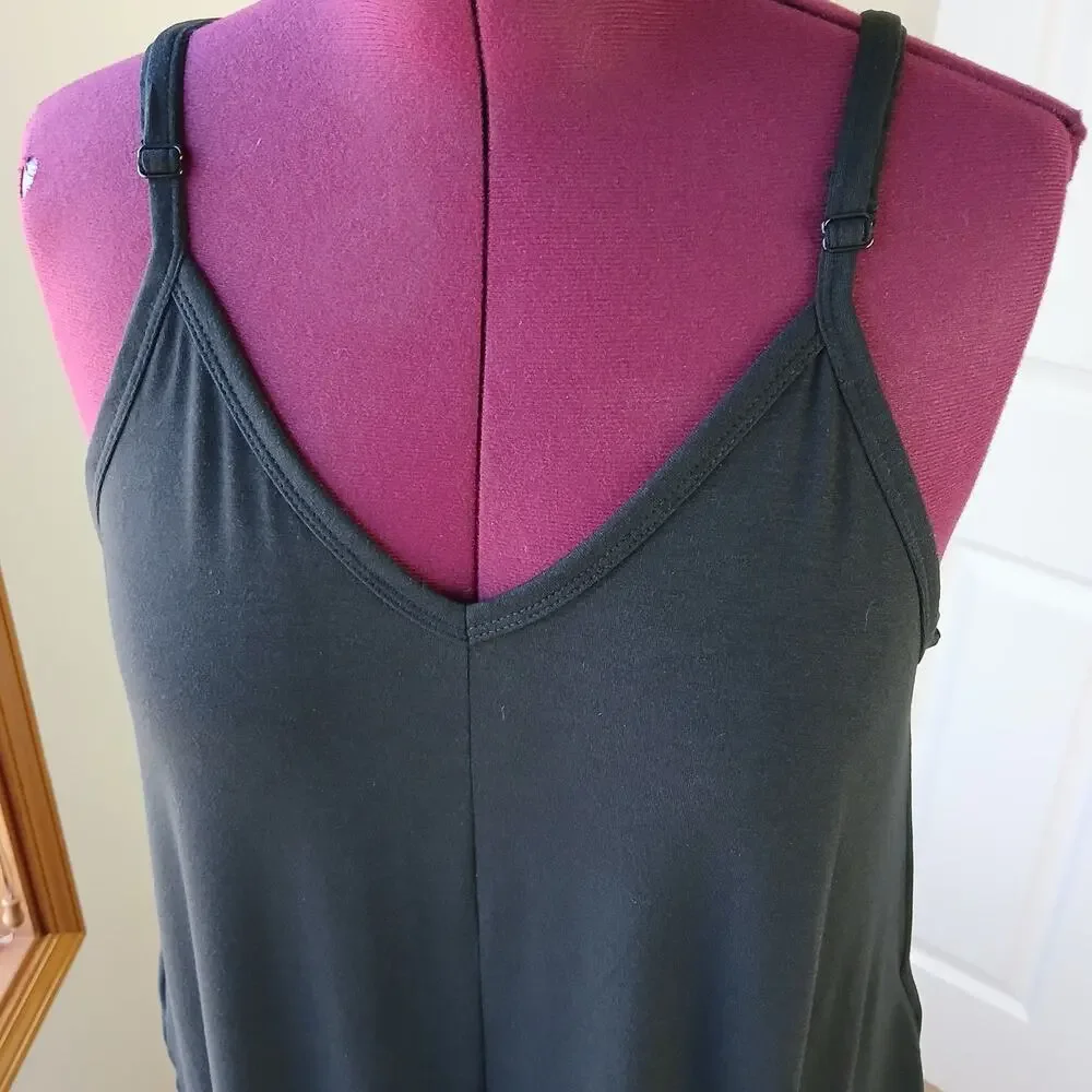 🔥SALE🔥 Zenana Black V-neck Cami Maxi Dress 1X comfy shift pockets adjustable - Picture 3 of 16